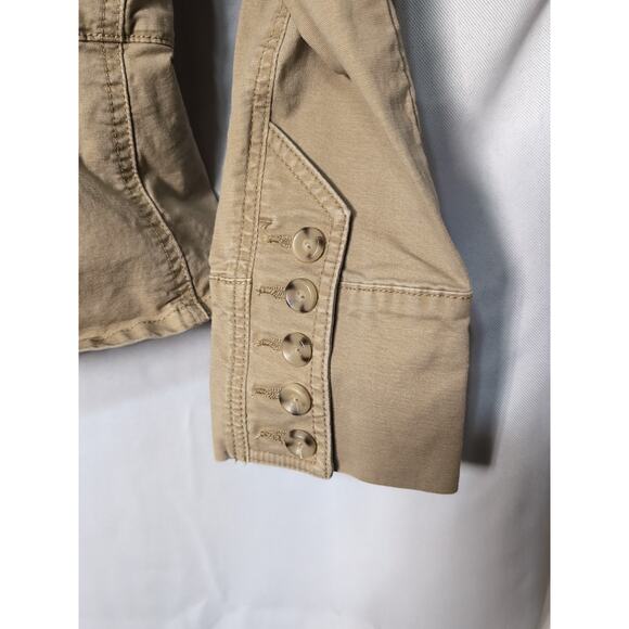 Cabi Women's Utility Jacket Khaki Canvas Peplum size M Button Up Pockets(508) - Picture 4 of 9